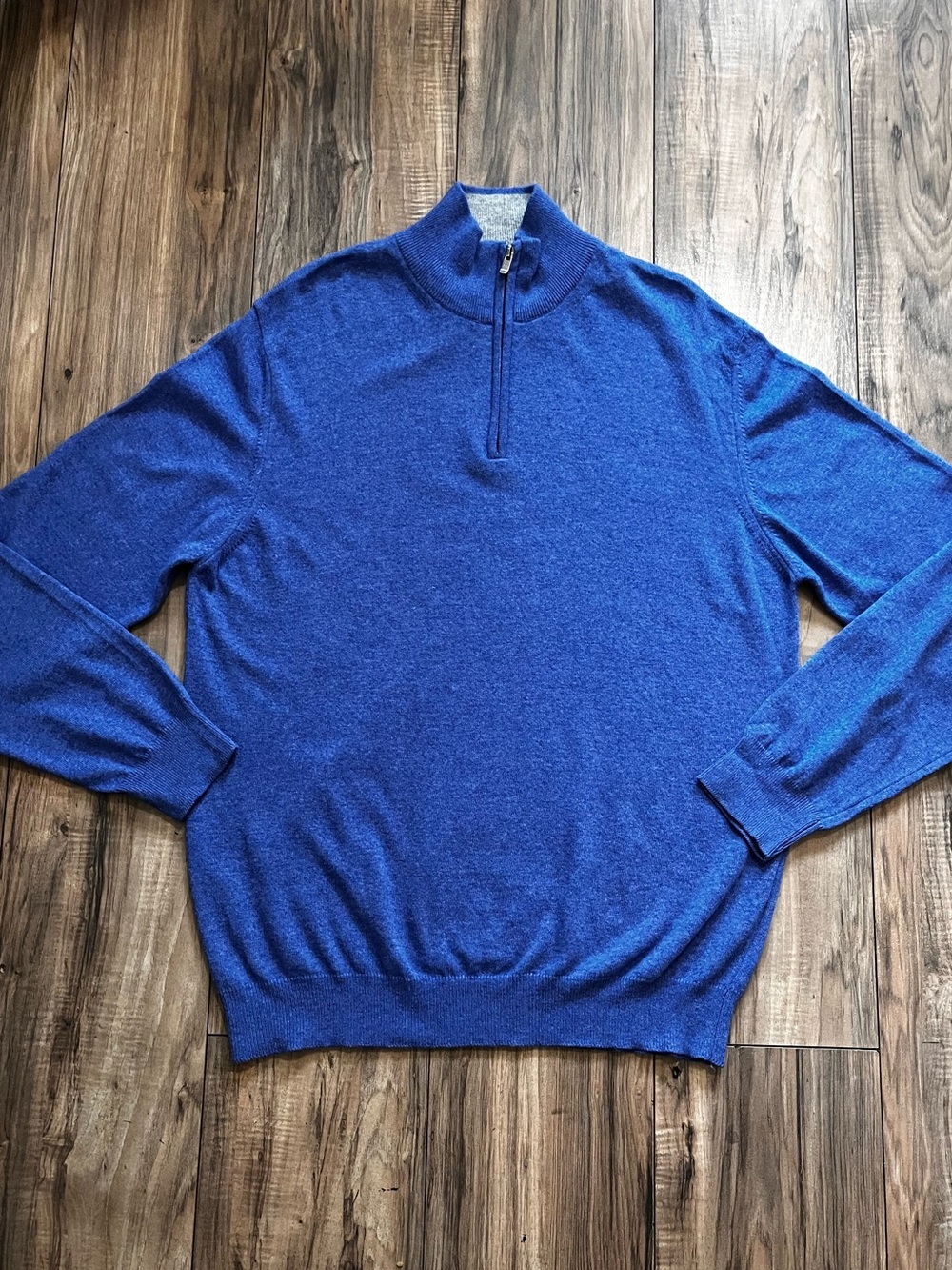 ROMEO GIGLI Men's Half-Zip Cashmere Blend Sweater Jumper- Blue XXL